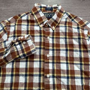 RYE‎ Shirt Mens Small Plaid Long Sleeve Pocket Button Casual Slim Fit Cotton